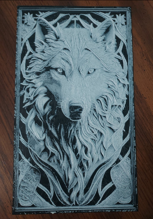 Granite Wolf Relief Wall Art Poster 3D print