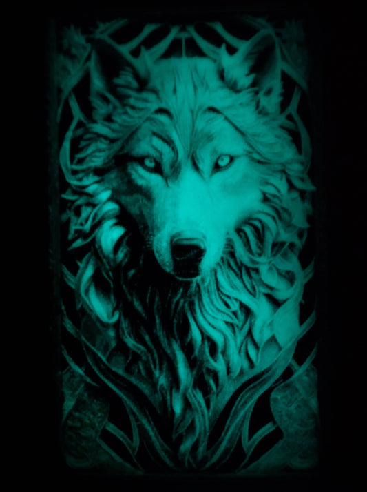 Glow in the Dark Wolf Relief Wall Art Poster 3D print